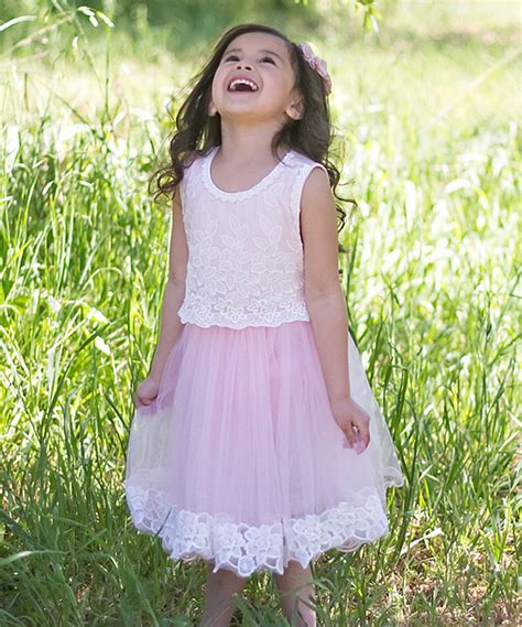 Light Pink Lace Trim Twirl Dress Toddler And Girls By Sweet Charlotte