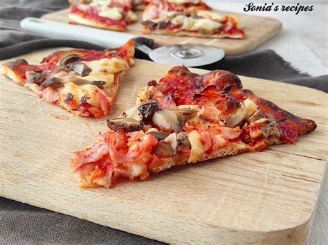 Pizza With Ham And Mushrooms Sonias Recipes