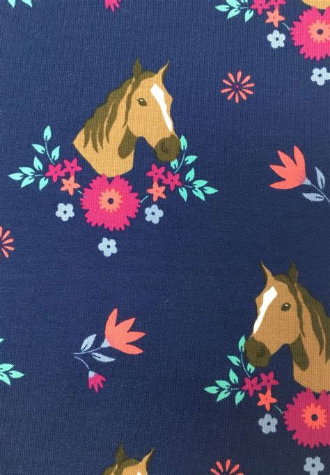 Horse Fabric Horse Jersey Horse Print Fabric Pony Fabric Printed