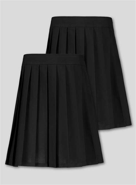 Buy Black Permanent Pleat School Skirt 2 Pack 14 Years School