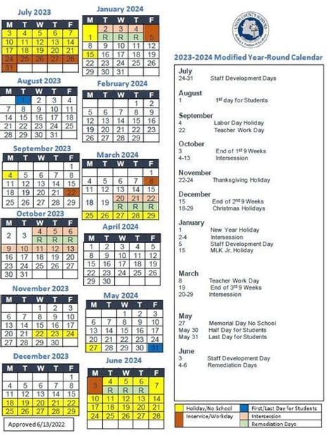 Modified Calendar Union County Schools