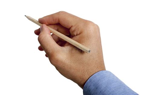 Male Hand Holding Pencil On White Background Stock Image Image 45222669
