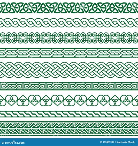 Irish Celtic Vector Corners Design Set Braided Frame Patterns