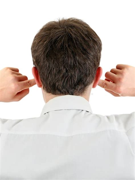 Man With Closed Ears Stock Photo Image Of Back Nuisance 30613800