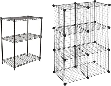 Amazon Basics 6 Cube Wire Storage Shelves Black And 3 Shelf Shelving
