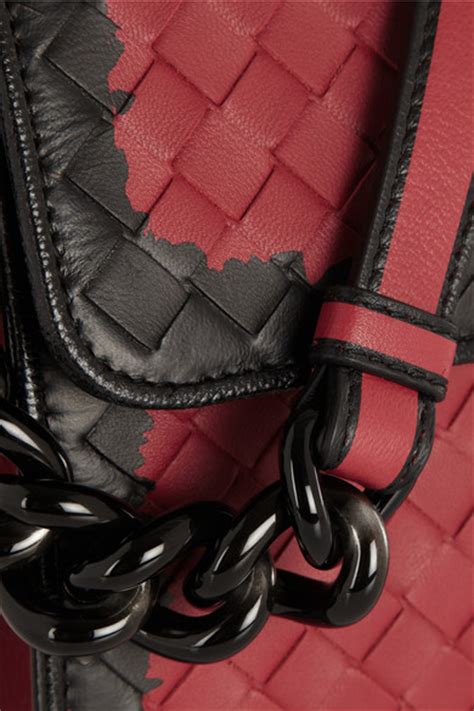 Bottega Veneta Snake Trimmed Intrecciato Leather Shoulder Bag Net A
