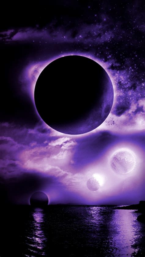 Purple Eclipse Beautiful Moon Nature Scenery