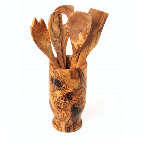 Olive Wood Kitchen Set With Holder Olive Wood Products