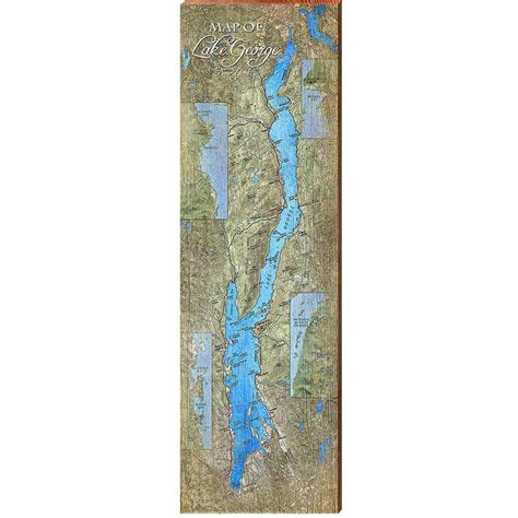 Map Of Lake George Home Decor Art Print On Real Wood Etsy
