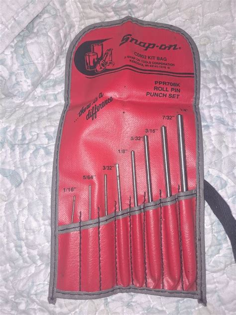 Snap On Tools Roll Pin Punch Set Kit Bag C0802 Ebay