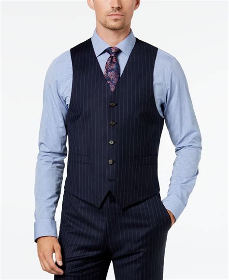 lauren ralph lauren men s classic fit ultraflex stretch navy pinstripe suit vest macy s
