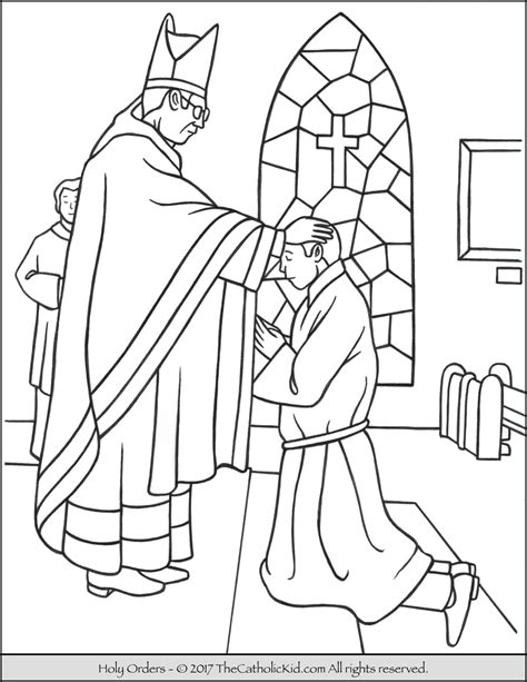 Catholic infant baptism coloring page Sacrament of Holy Orders Coloring Page - TheCatholicKid.com
