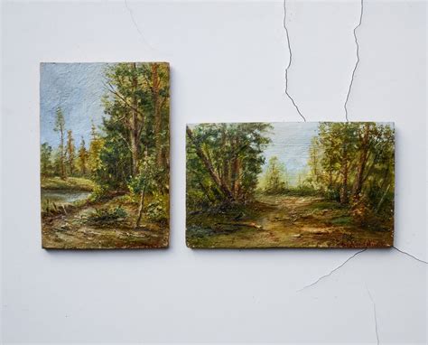 Collectable Miniature Paintings With Landscape Small Oil Etsy
