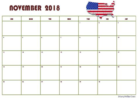 November 2018 Calendar Usa Printable November Calendar Calendar Usa