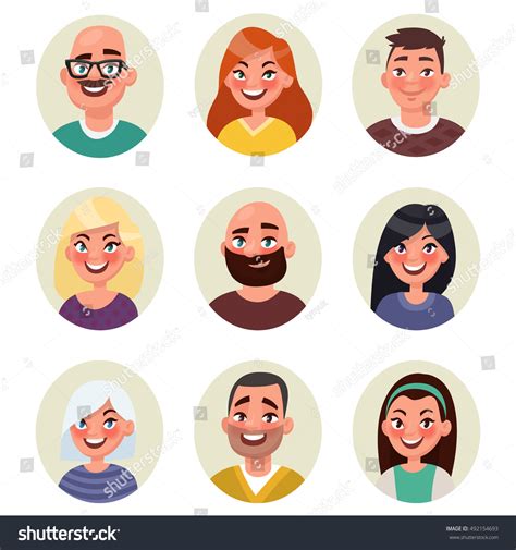 Set Avatars Happy Smiling People Vector Stock Vector Royalty Free