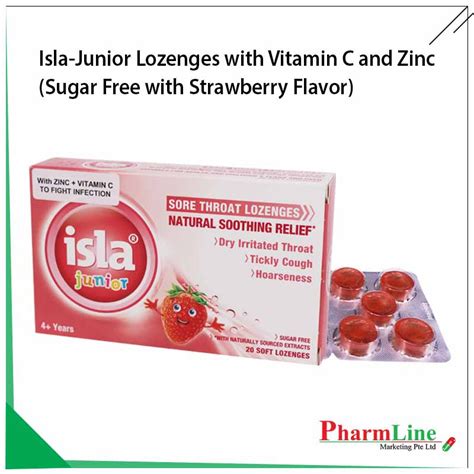 Isla Junior Lozenges With Vitamin C Zinc Sugar Free With Strawberry