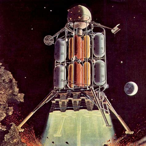 Von Brauns First Lunar Lander Silodrome Science Fiction Artwork