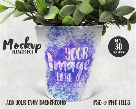 Dye Sublimation Flower Pot Mockup Add Your Own Image And Etsy
