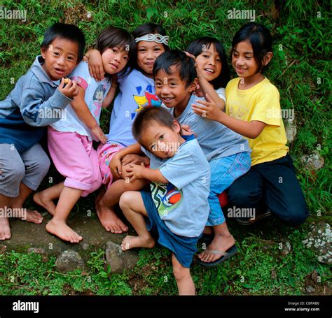 Filipino Kids From Village Of Maligcong On Luzon Philippines Stock