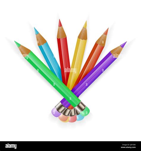 Set Of Colored Pencils Isolated On White Background Drawing Tool Back