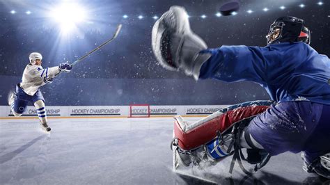 Hockey Player Shooting Puck At Goalie Uhd 8k Wallpaper Pixelz