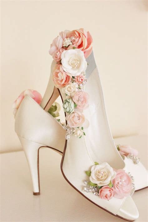 Whimsical Woodland Blush Flower Bridal Shoes Whimsical Wedding Shoes