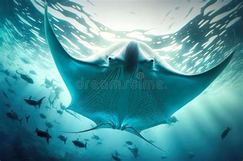 Huge Manta Ray Flying Underwater In Bubbles Stock Photo Image Of Huge