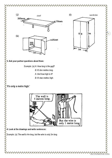 Dimensions And Measurements Picture English Esl Worksheets Pdf And Doc
