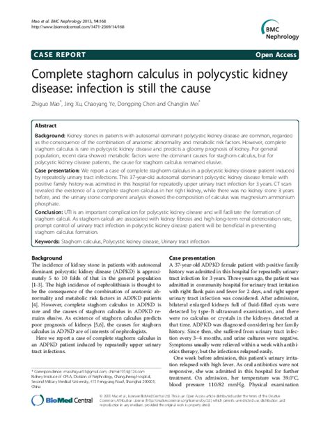 Pdf Complete Staghorn Calculus In Polycystic Kidney Disease