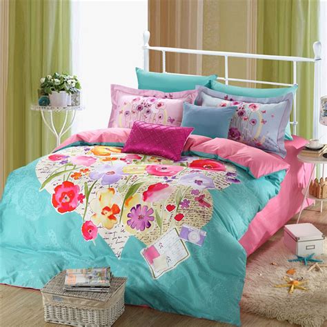 Light Blue And Pink Beautiful Floral Bedding Set Ebeddingsets Bed