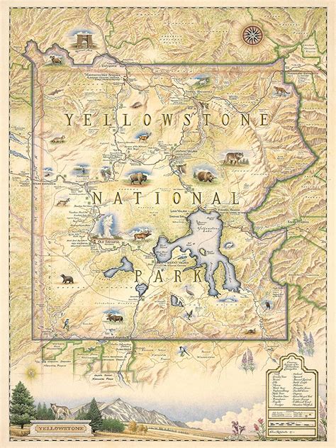 Hand Illustrated Yellowstone National Park Map