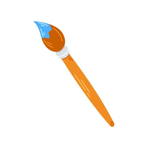 Vector Cute Paintbrush Brush In Blue Paint Back To School Painter