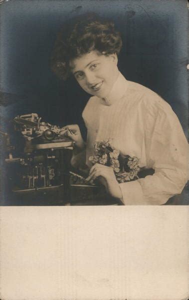 Woman With Typewriter Typewriters Postcard
