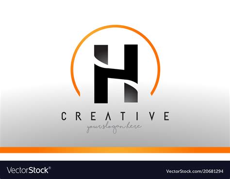 H Letter Logo Design With Black Orange Color Cool Vector Image
