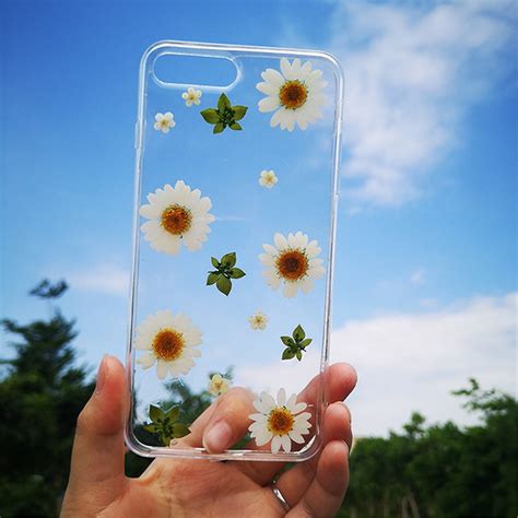 Daisy Real Flowers Phone Case Floral Daisies Cover For Iphone Etsy