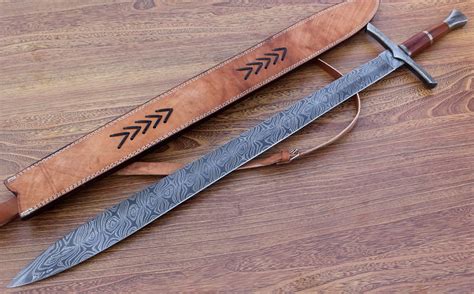 A Hand Made Legendary Damascus Steel Sword Medieval Gladious Etsy