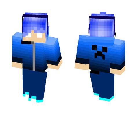 Download Blue Herobrine Hoodie Boy Minecraft Skin For Free