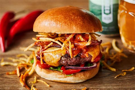 Chilli Burger With Bacon Cheese And Jalapeño Relish Honest Burgers