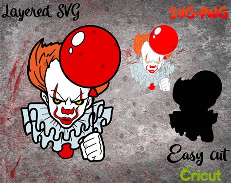 Layered Svg Pennywise For Cricut Horror Svg Vinyl File Etsy