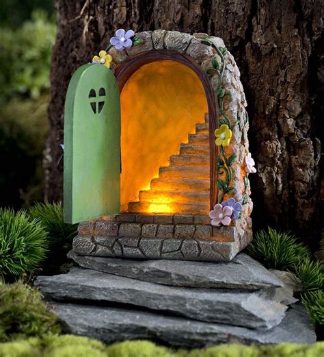 Miniature Fairy Garden Solar Stone Door Miniature Fairy Gardens
