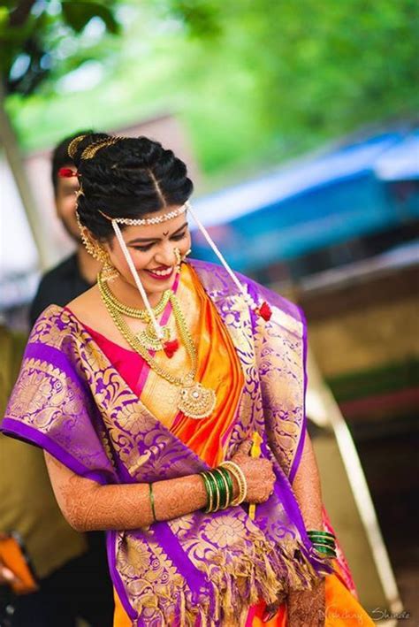 If you have a big forehead, take a few strands out of the bun and leave them around your head, your forehead will look smaller and your 3 : 48 best images about Marathi wed on Pinterest ...