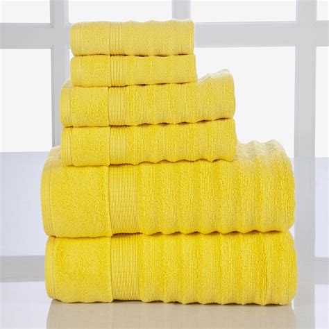 Addy Home Soft Quick Dry 6 Pc Ribbed Bath Towel Set Yellow 2 Bath 2