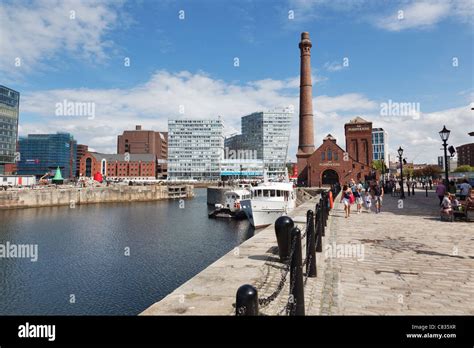 Looking Towards The Pumphouse At Albert Dock On Liverpools Historic