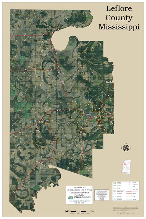 Leflore County Mississippi 2019 Aerial Wall Map Mapping Solutions