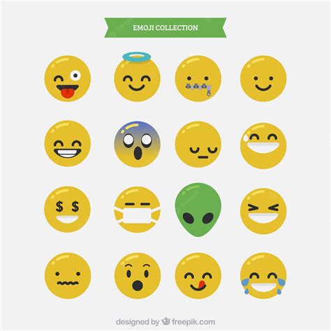 Premium Vector Assortment Of Expressive Emojis In Flat Design