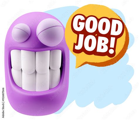 3d Rendering Smile Character Emoticon Expression Saying Good Job Stock