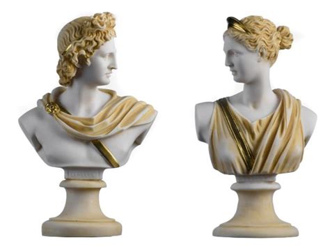 Set 2 Busts Artemis Diana And Apollo Greek Statues Figurine Gods
