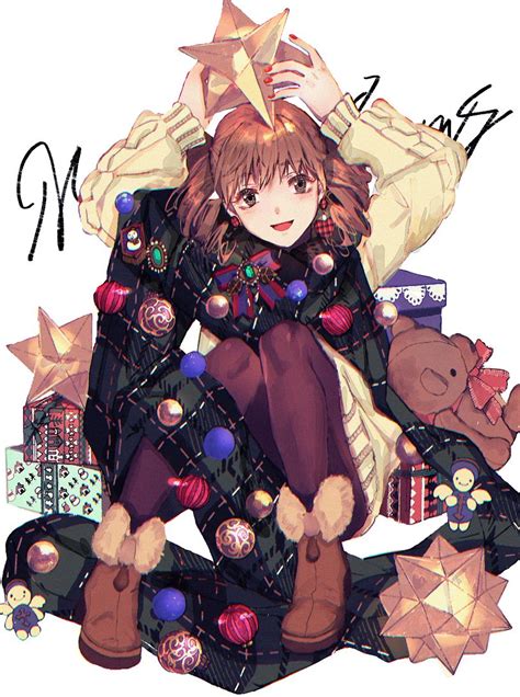 Safebooru 1girl D Ankle Boots Arms Up Background Text Bangs Bauble
