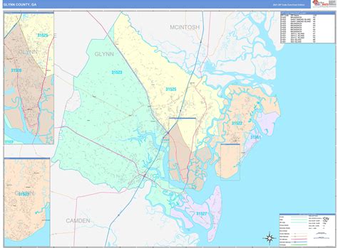 Glynn County, GA Wall Map Color Cast Style by MarketMAPS - MapSales