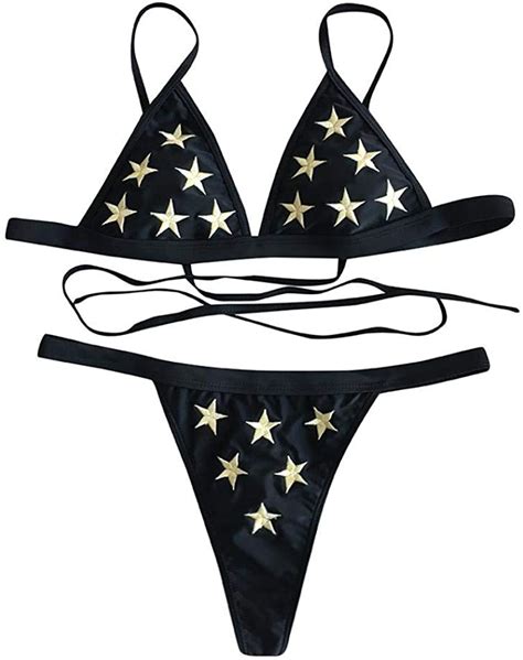 Ericcay Damen Brazilian Bikini Set Verband Push Badeanzug Sommer Tanga